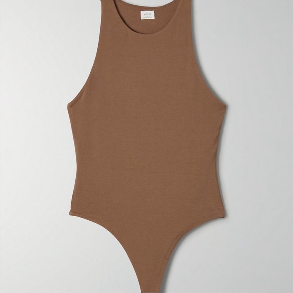 Aritzia Solid Brown Tank One-Piece Bodysuit